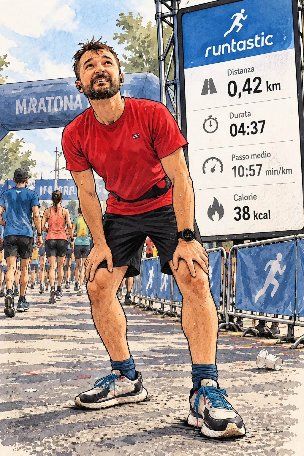 IN FORMA — exhausted runner after 0.42 km